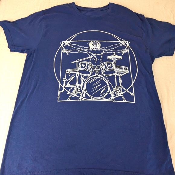 Vitruvian Drummer Blue Tee Shirt Large - Picture 1 of 5